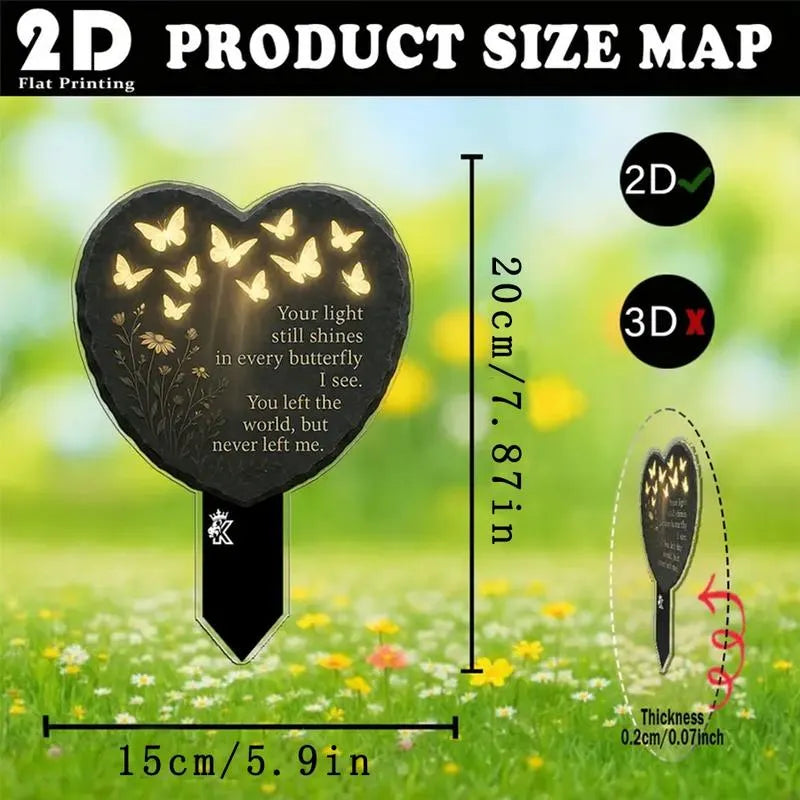 🎉🦋💖 Unique Butterfly Heart-Shaped Floral Acrylic Outdoor Memorial Plaque
