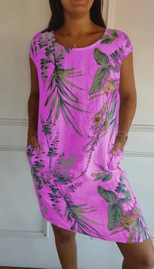 🌸🌸 Casual Printed Dress with Pockets