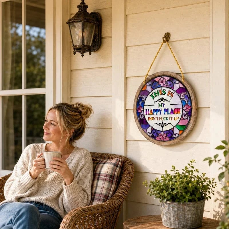 🔥HOT SALE🔥LAST DAY 50% OFF -🌈Stained Glass Happy Place Hanging Decor