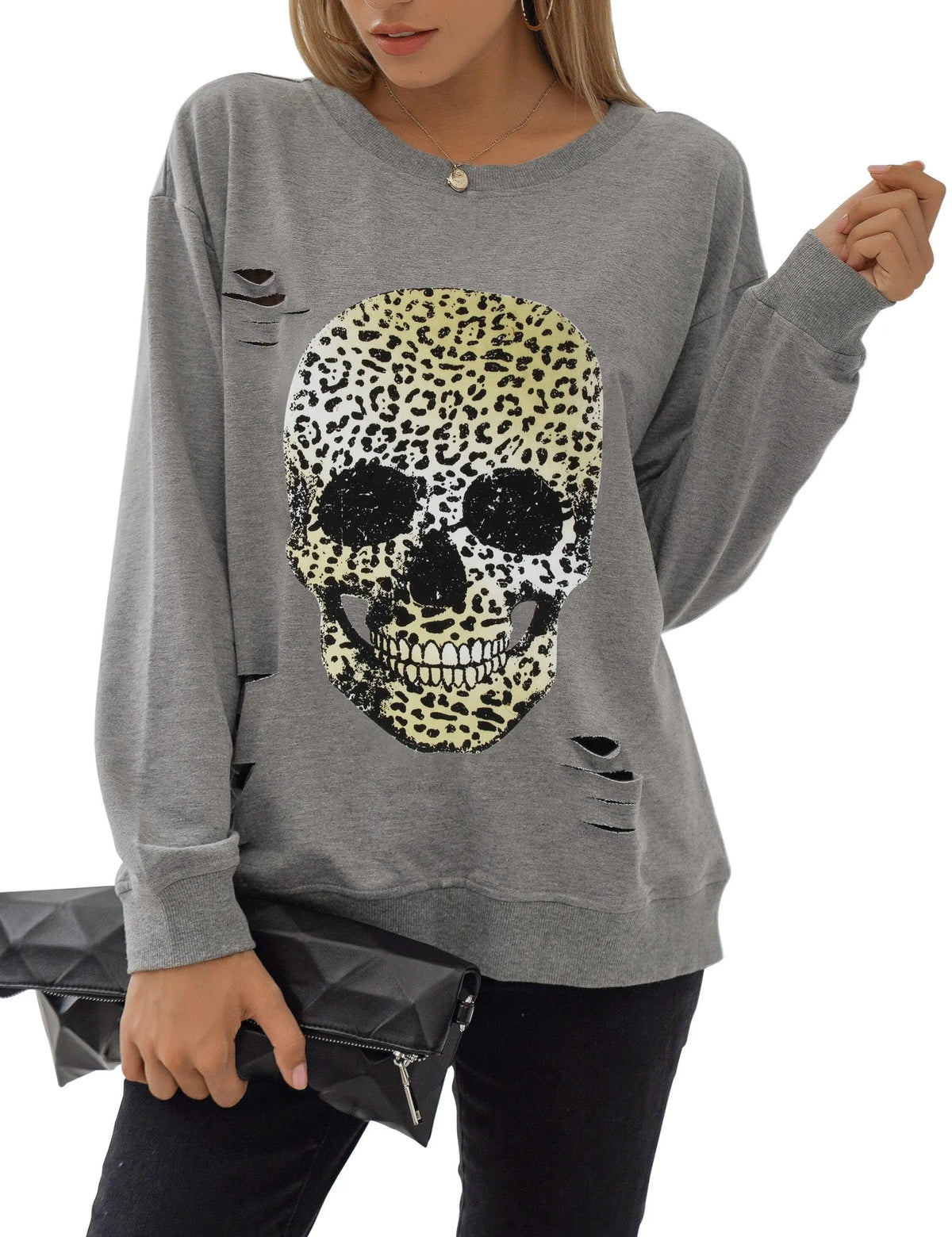 Women's Halloween Sweatshirts Skull Graphic Long Sleeve Pullover Tops