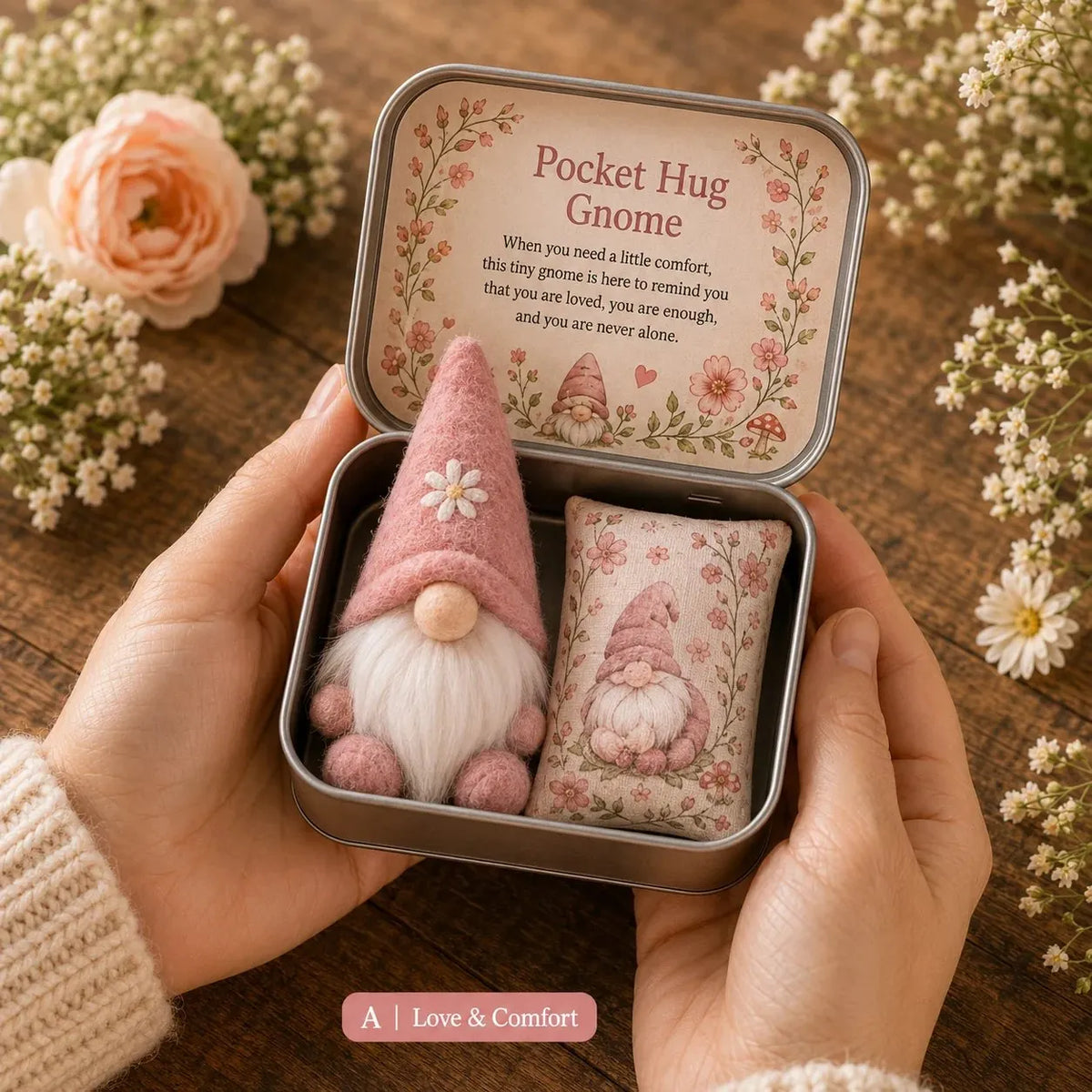🎉🔥Buy 3 Get 1 Free - Pocket Hug Gnome Comfort Gift Tin – Mini Emotional Support Keepsake