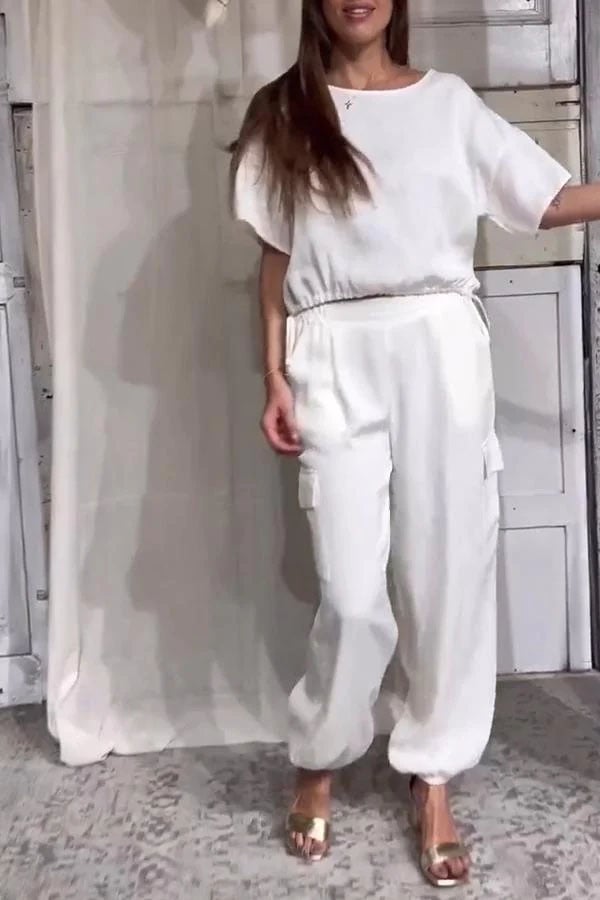 Round Neck Short-sleeved Top and Trousers Suit👕👖Buy 2 Sets Free Shipping