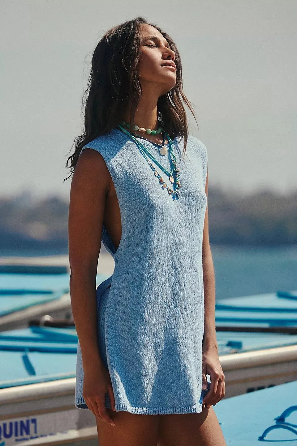 Women's Solid Color Knit Tank Top & Shorts Two-piece Set