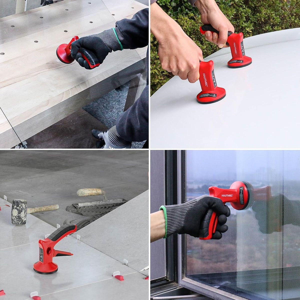🛠️One-Hand Pistol Grip Suction Cup Lifter with Quick Release Lever, Heavy-Duty Vacuum Suction Puller for Car Dent Repair, Glass, Tile & Smooth Flat Surfaces