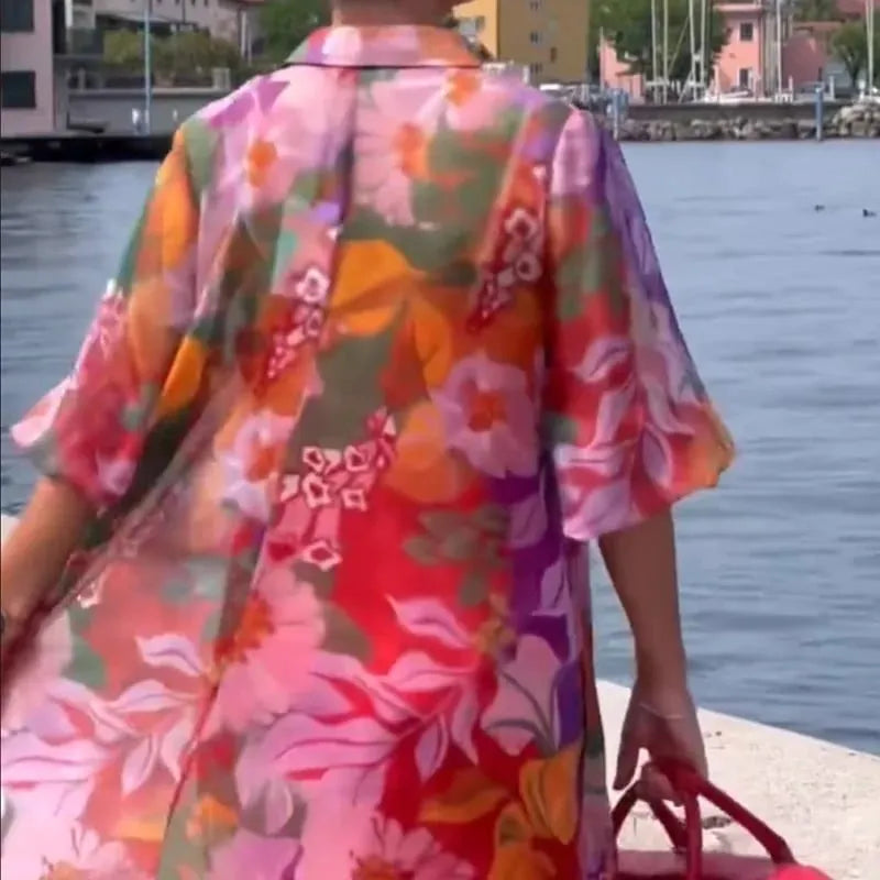💗Summer Specials💗Red Floral Printed Chiffon Dress