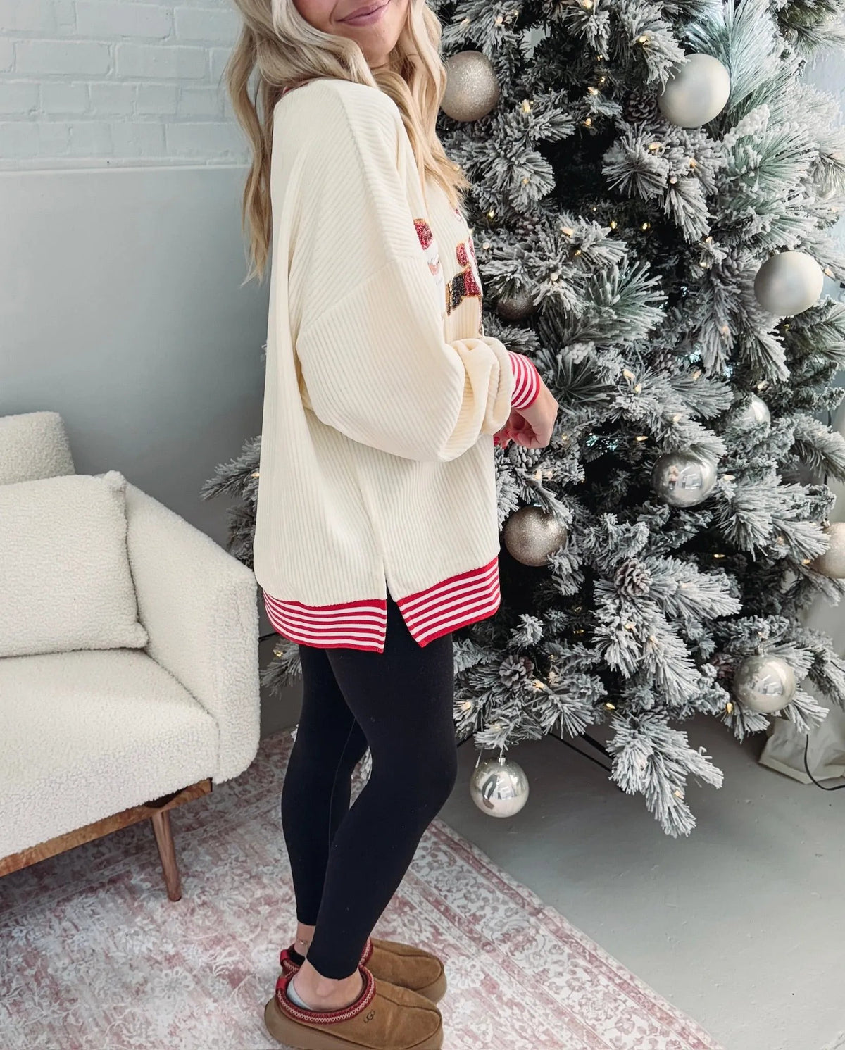 Skating Santa Sequin Pullover (Buy 2 Free Shipping)