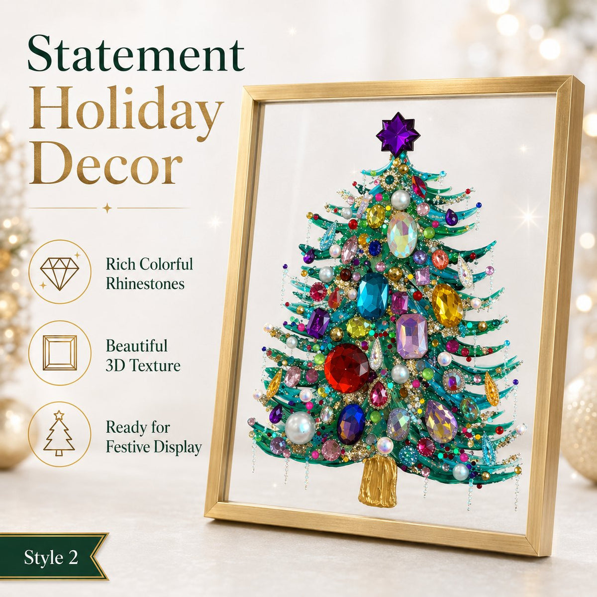 🎉🎄diy Jeweled 3D Christmas Tree Framed Art — Fill Your Home with Sparkling Holiday Magic! ✨💎