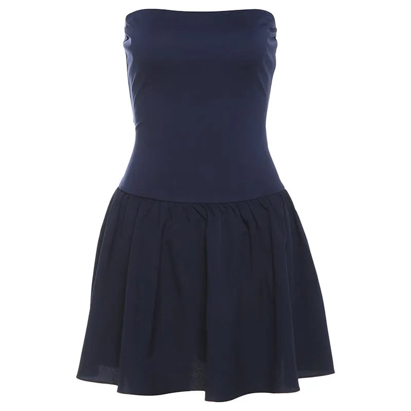Two-Tone Bustier Backless Short Dress