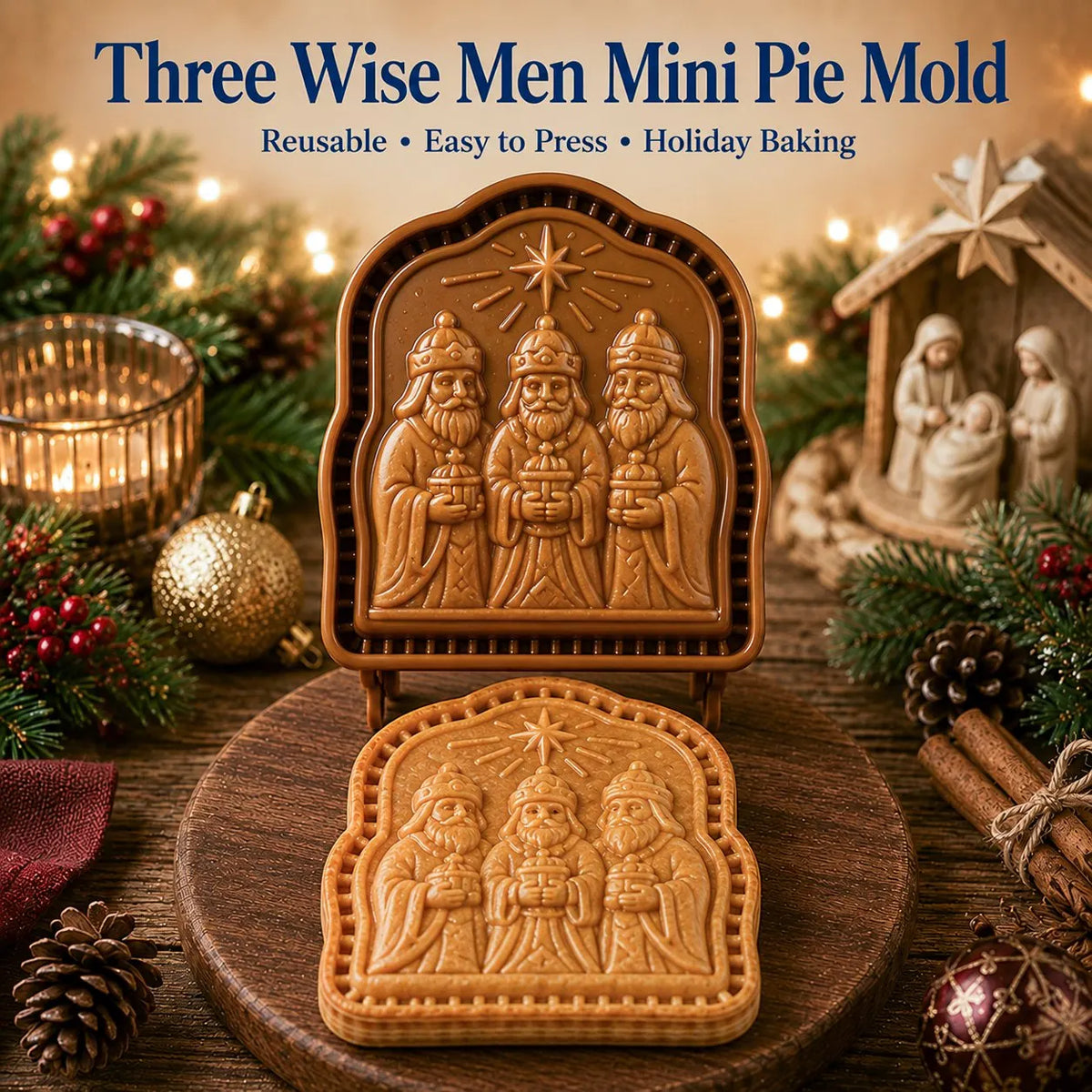 🔥Last Day 50% OFF - ✝️🥧 Faith & Nativity Christmas Mini Pie Mold Collection