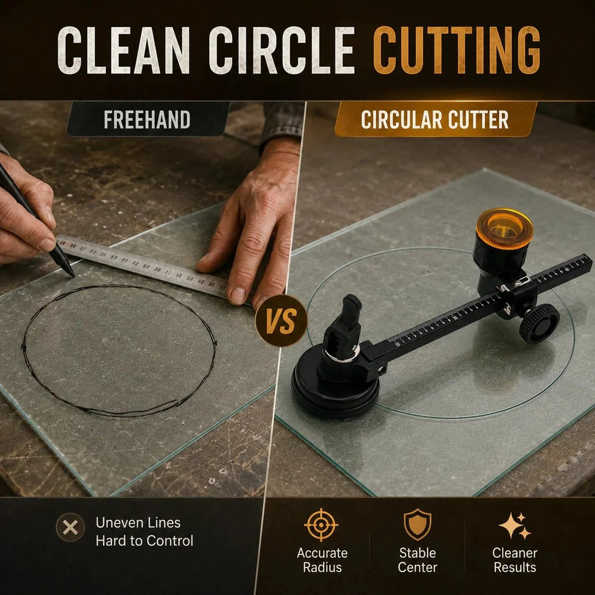 🎉 🔥Glass Circle Cutter Tool for Tiles and Ceramics with Adjustable Features, Cutting 300MM