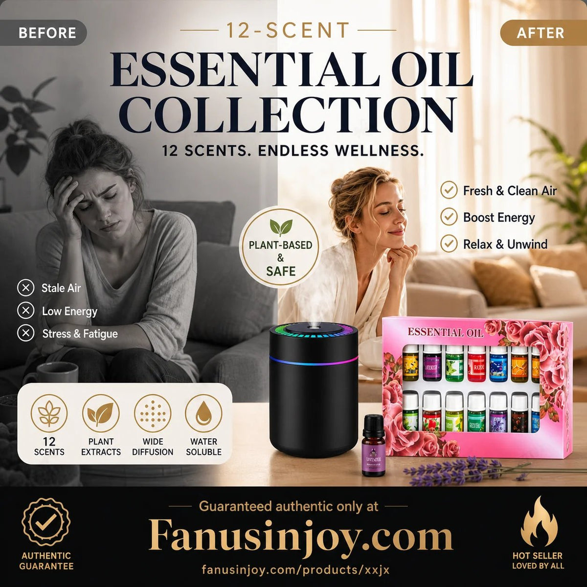 🎉🔥Limited Time 50% Off!🎁🌺The fresh scent lifts your mood!🌷12-Pack Water Soluble Essential Oils Set