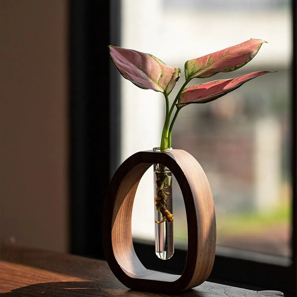 Solid Wood Glass Vase