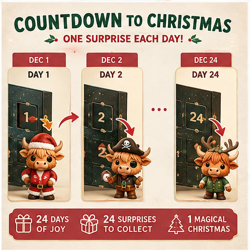 🎉49% OFF - 🐂🎁2026 Highland Cow Advent Calendar | Every Day Brings New Surprises(📦Buy 2 Free Shipping)