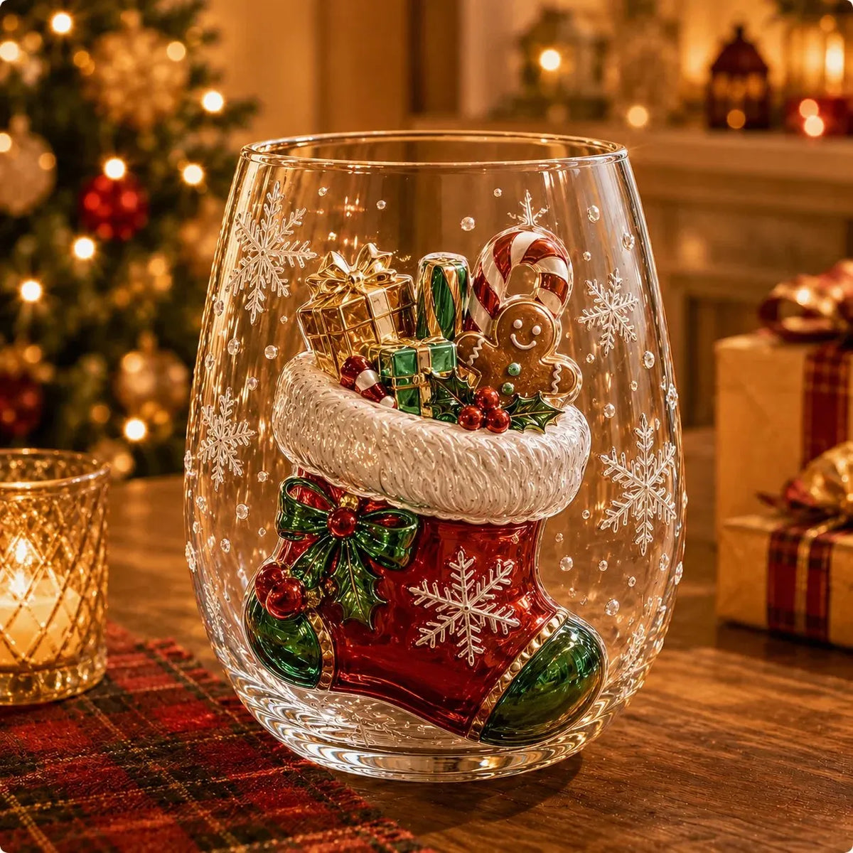 🔥HOT SALE🔥Magical Christmas 3D Glass Cup Collection – Santa, Reindeer, Snowman & Christmas Tree