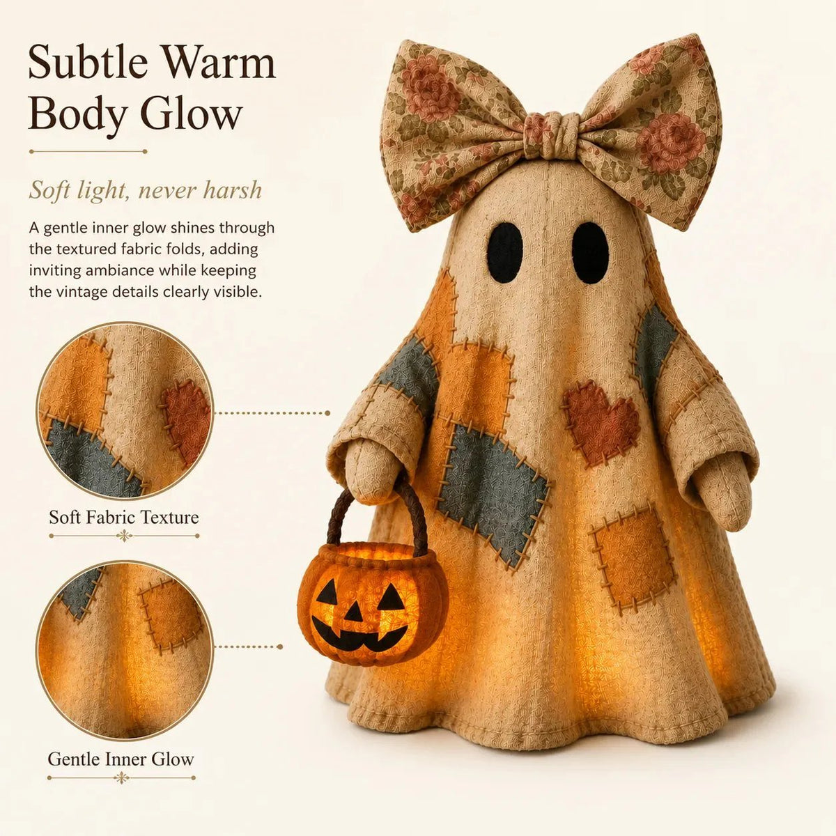 🎉👻Lighted Vintage Patchwork Ghost