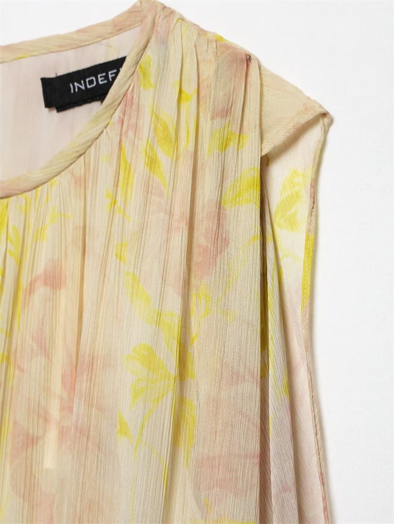 Puff Sleeve Asymmetric Hem Printed Shirt