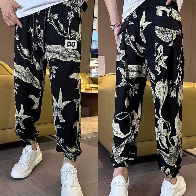 Men's Printed Ice Silk Casual Cropped Pants (Buy 2 pieces for free shipping)