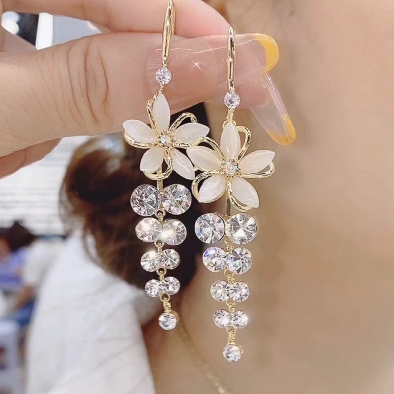 Delicate Opal Flower Earrings