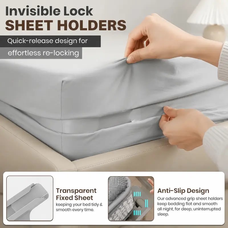 🔥 HOT SALE 🔥4-Pack Heavy Duty Bed Sheet Clips, Locking Mattress Corner Holders🛏️