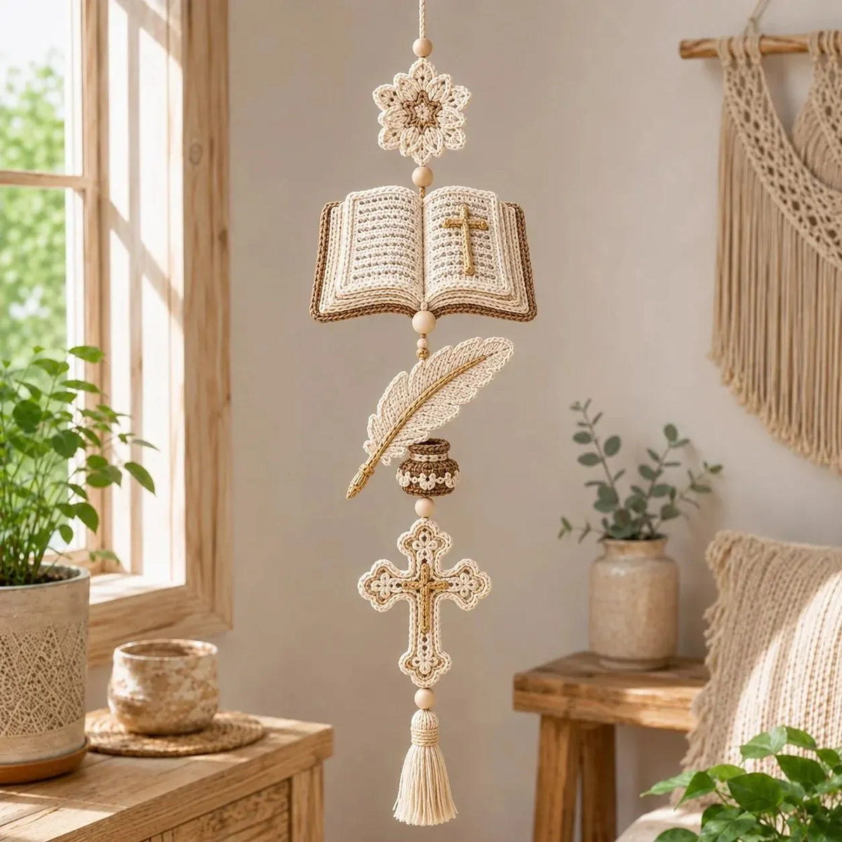 🔥 HOT SALE 🔥✝️Blessed Faith Hanging Cascade – Finished Ornament or DIY Crochet Kit