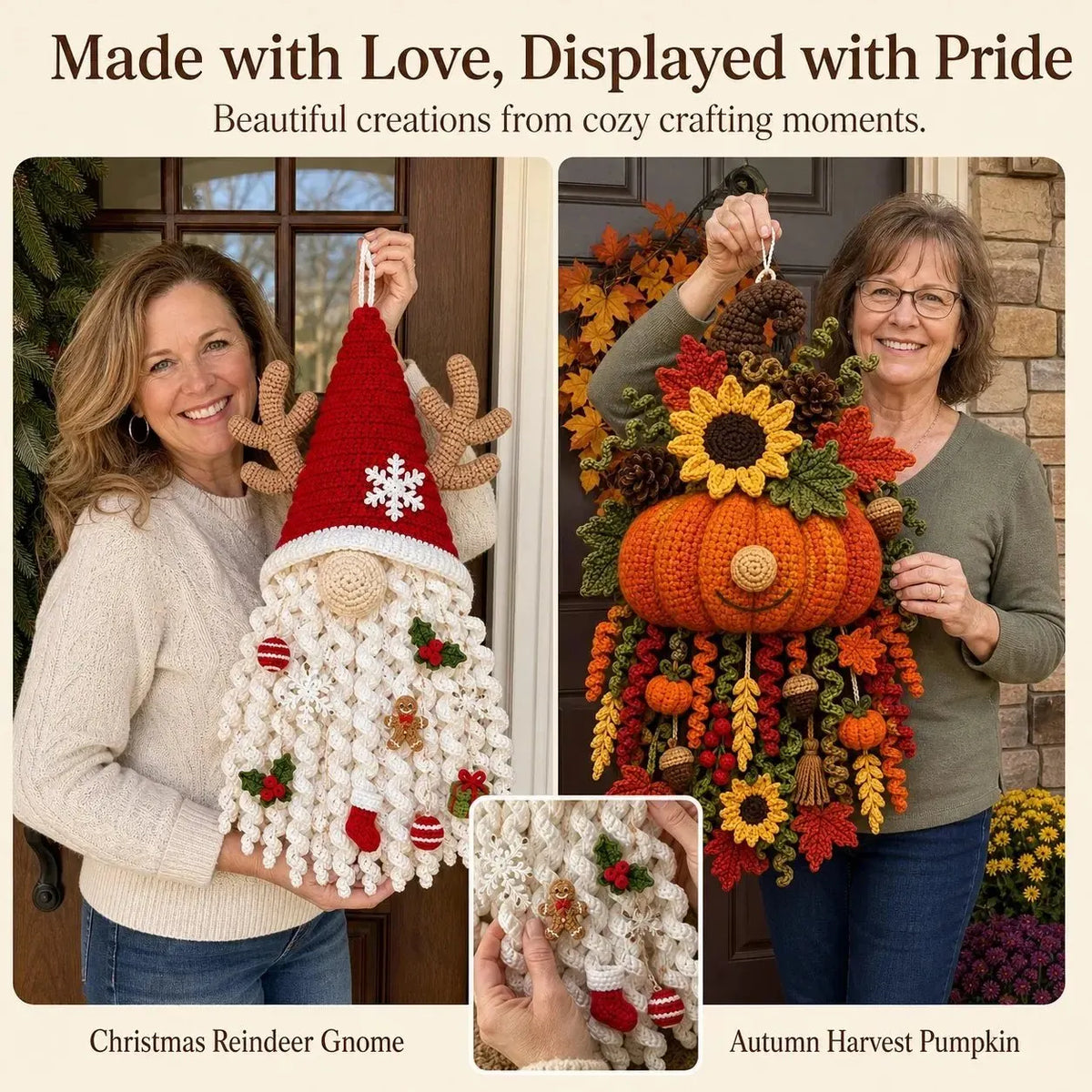 🎉🧶 DIY Dimensional Seasonal Crochet Door Hanger Kit Collection | Coordinated Yarn, Filling, Accessories & Step-by-Step Instructions Included 💕