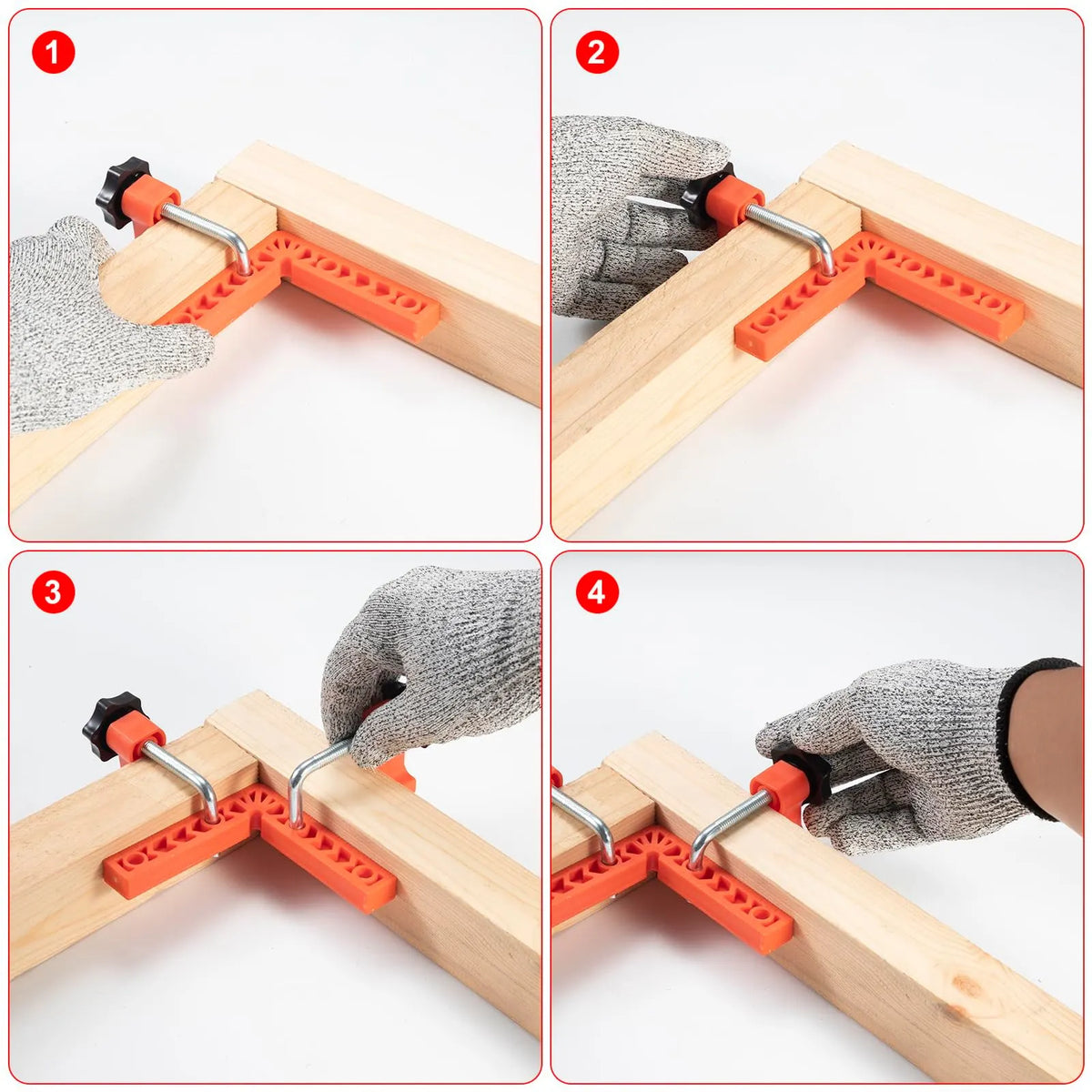 🎉🔧90 Degree Corner Clamp & Positioning Square Set - (3" 4")inch x 8 Right Angle Clamp with 8 Clamp ABS Plastic L-Shaped Tool
