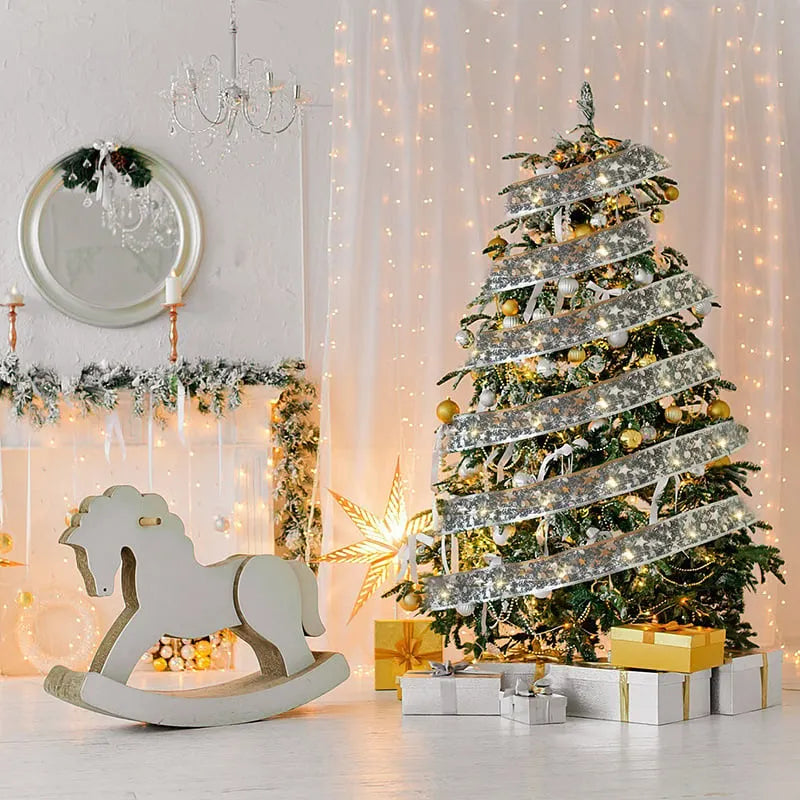 🖤Black Friday Deal 49% OFF🎊 - Christmas Double Sided Hot Stamping Glowing Ribbon Lights