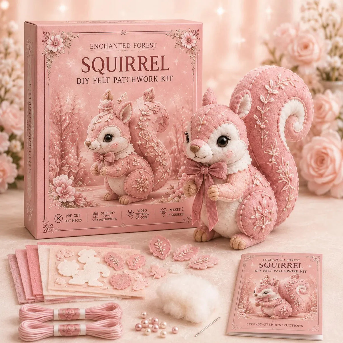 🔥HOT SALE🔥💗Pink Woodland Friends DIY Felt Sewing Kit – Make Your Own Cute Animal