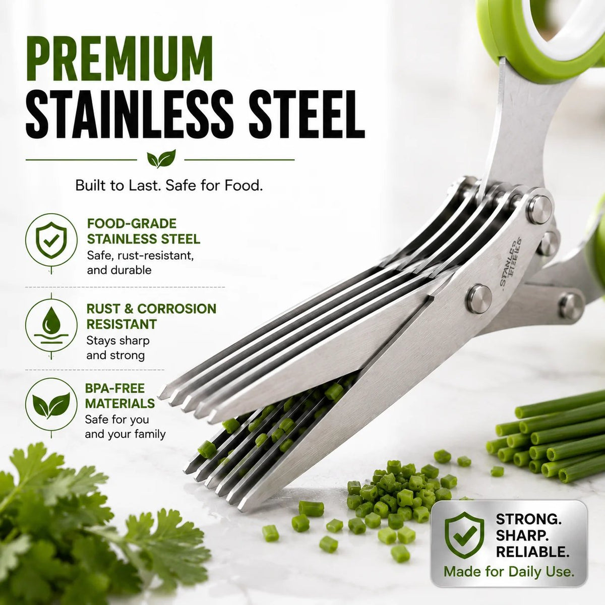🎉 ✂️🌿5-Blade Stainless Steel Herb Scissors