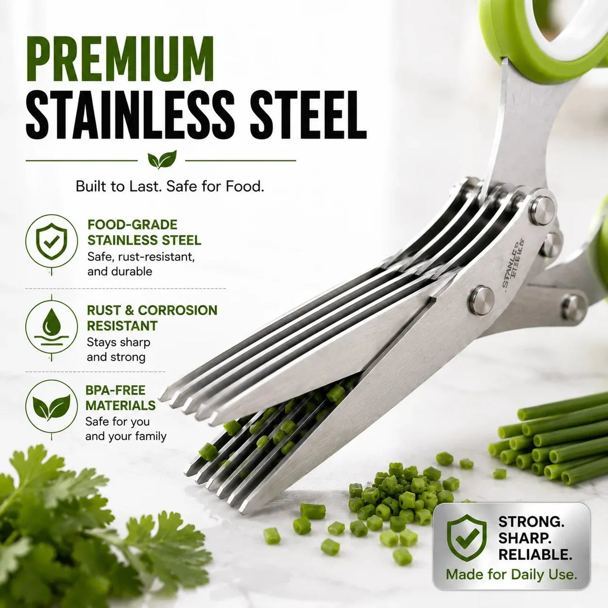🎉✂️🌿5-Blade Stainless Steel Herb Scissors with Cleaning Brush & Protective Cover