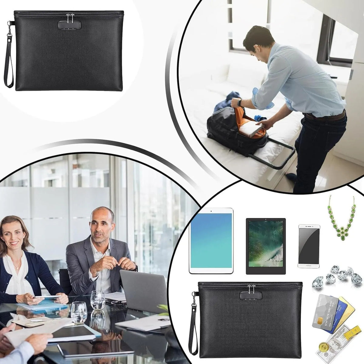 🎉Fireproof Document Bag – Waterproof File Organizer for Cash, Passport, Legal Documents & Valuables