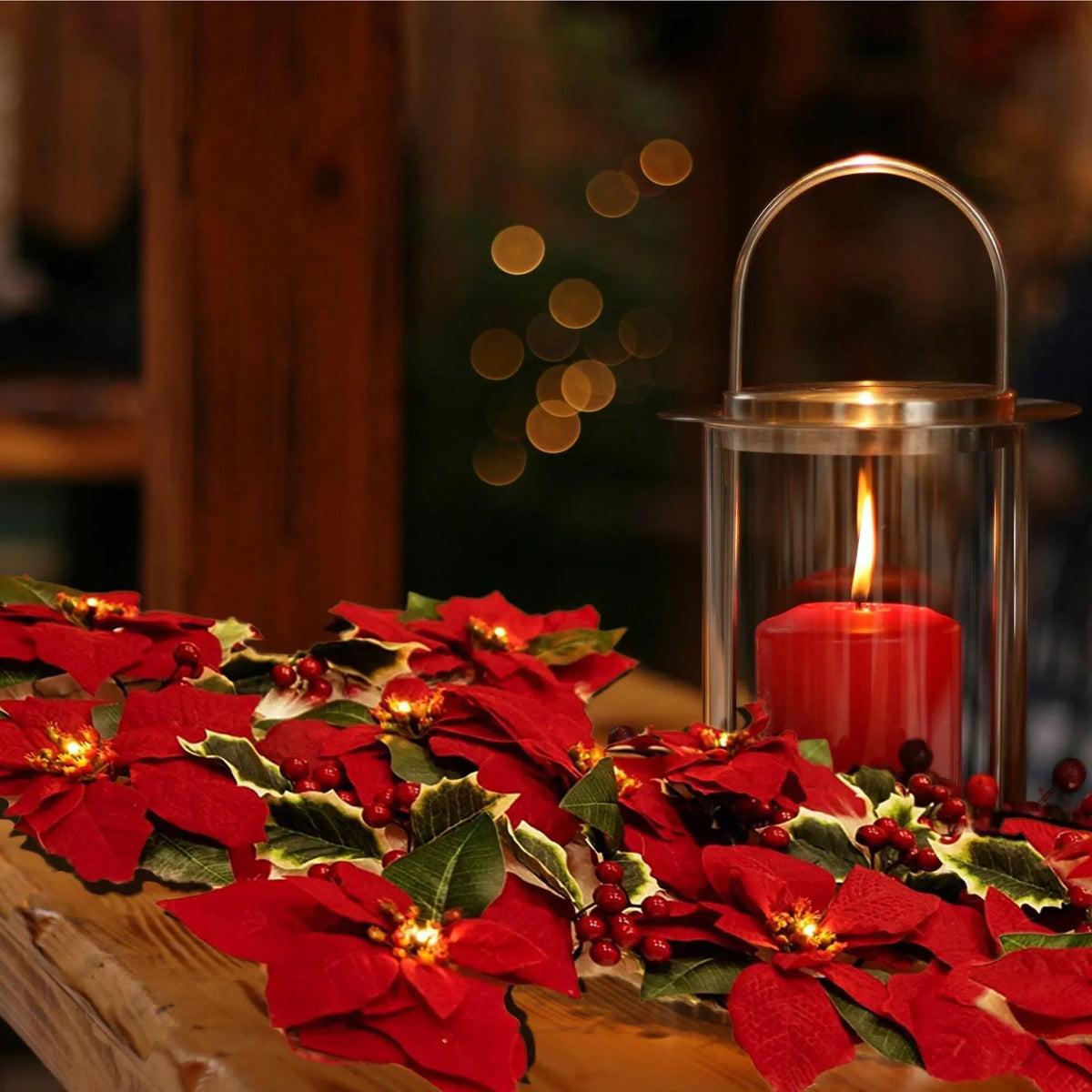🌺 Velvet Flowers·Holly Berries·Warm Lights
