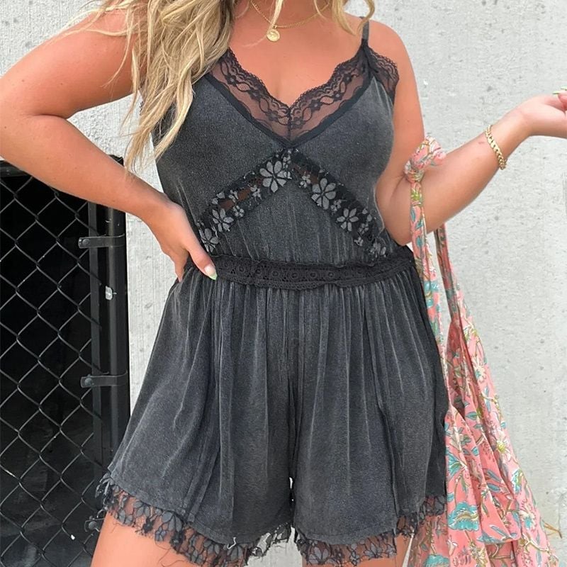 🔥BUY 2 FREE SHIPPING💝Women's Sexy V-Neck Lace Jumpsuit Shorts