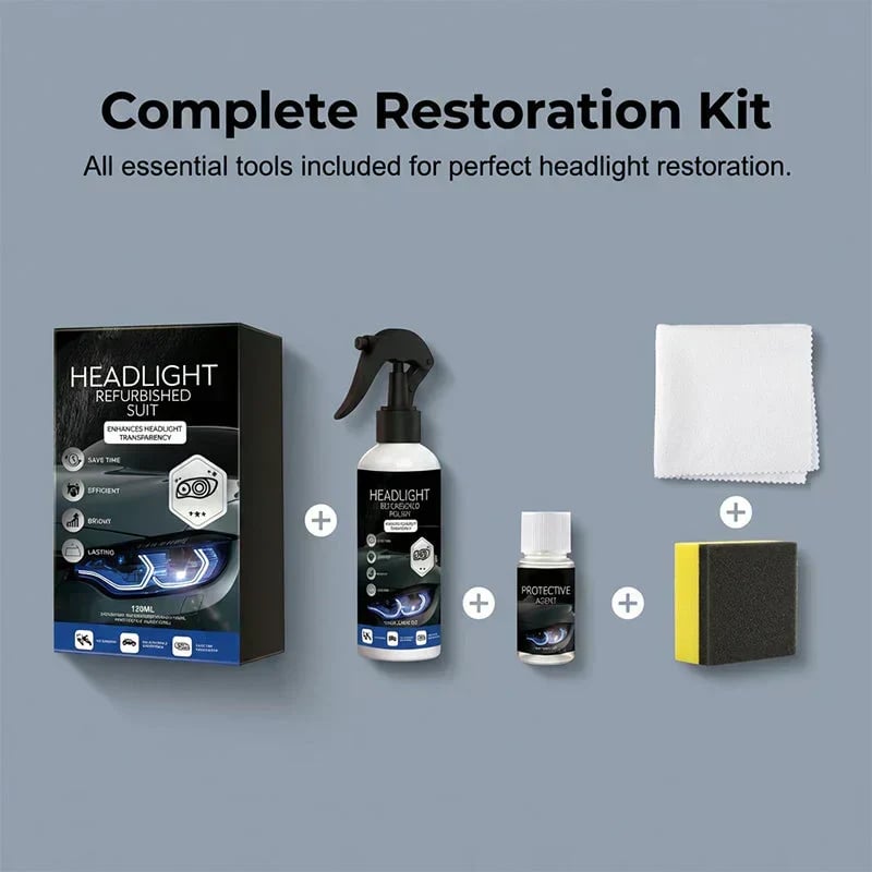 🎉🚗 49% OFF !!! 🔆 Professional Car Headlight Restoration Kit – Removes yellowing & scratches, restores clarity & UV protection – easy DIY solution ✨