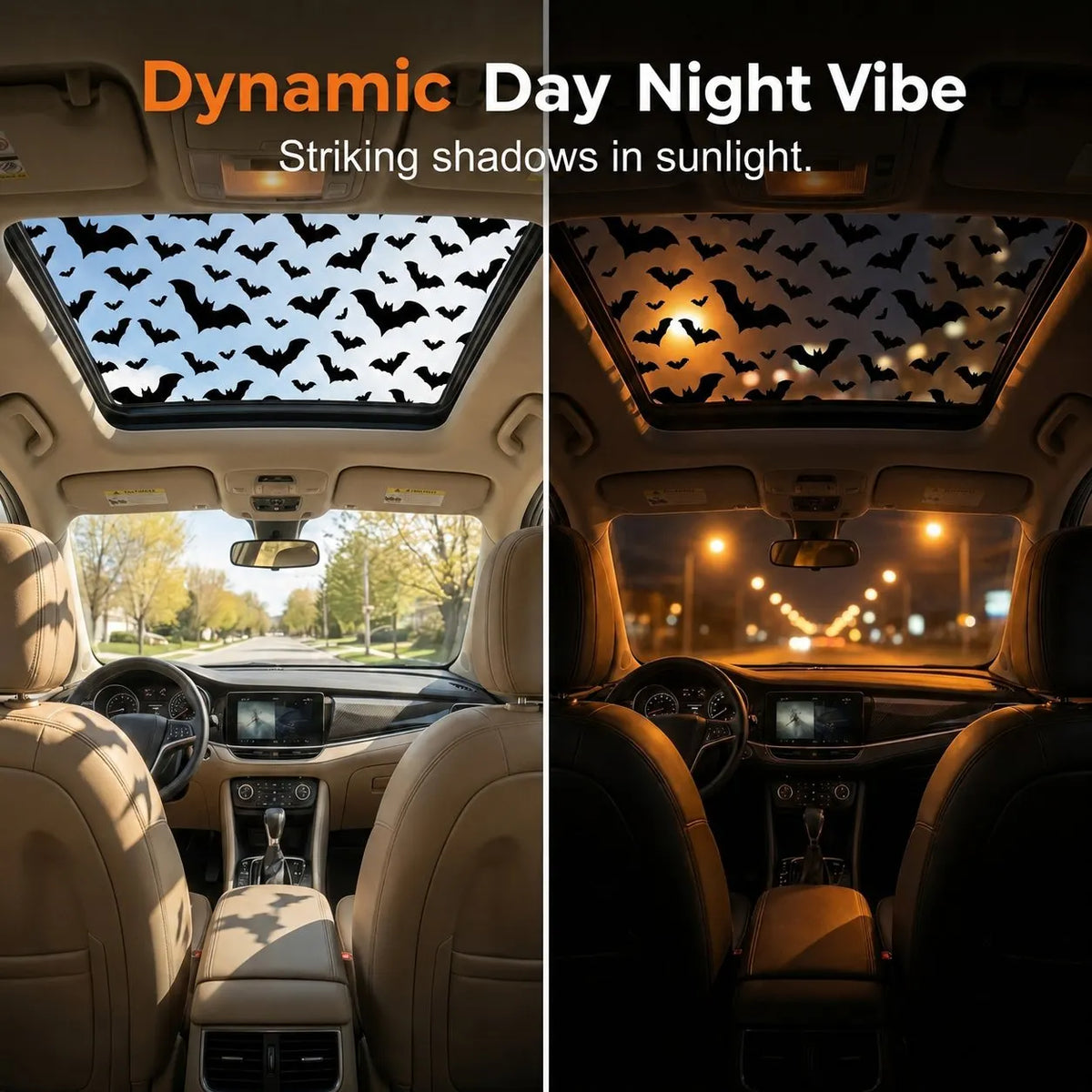 🎉HOT SALE🔥🕸🦇 Halloween Sunroof Decal – Gothic Spiderweb & Bat Window Film