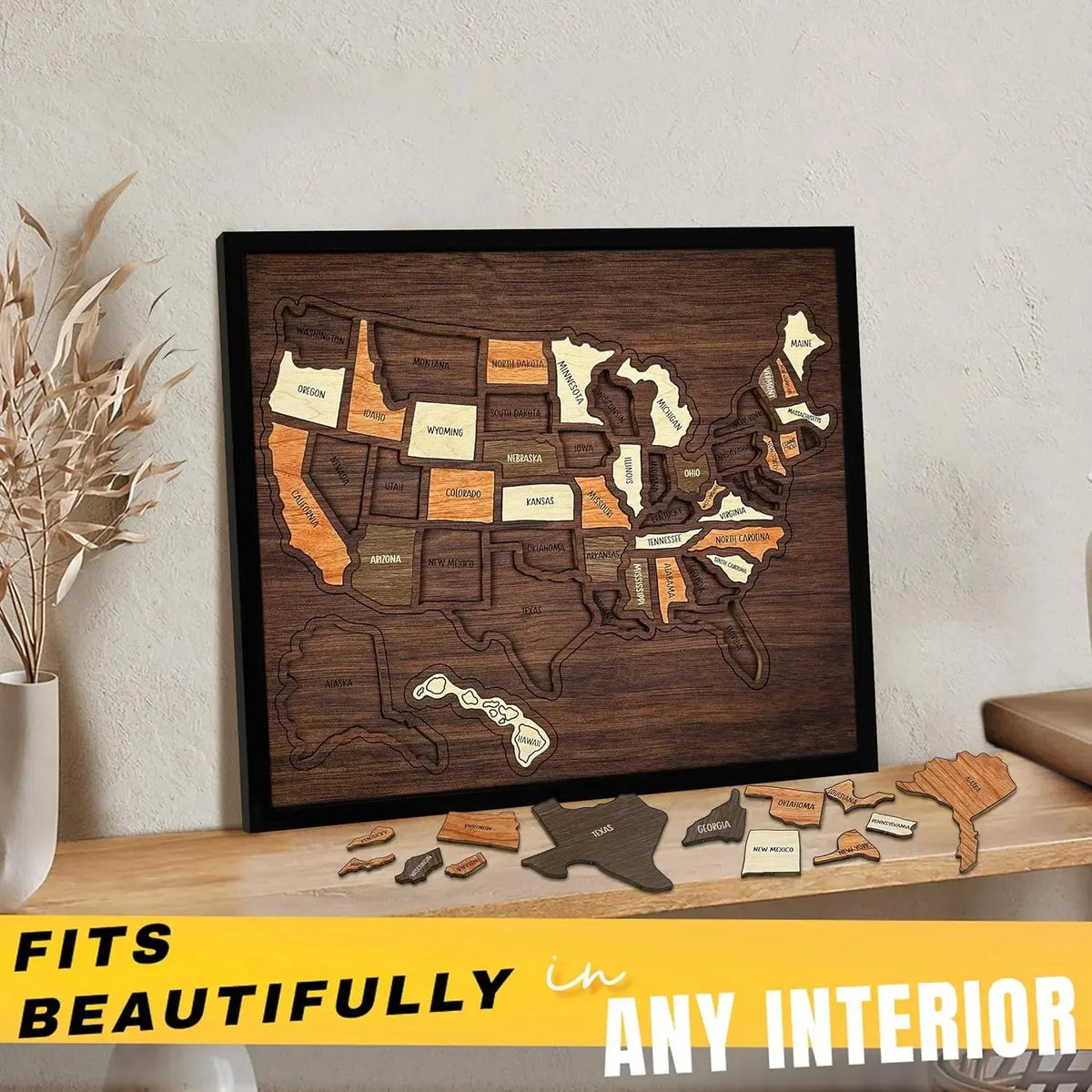 🔥LAST DAY 50% OFF - 🇺🇸 Wooden USA Travel Map Puzzle🧩A Stylish Way to Track Your Journey & Memories