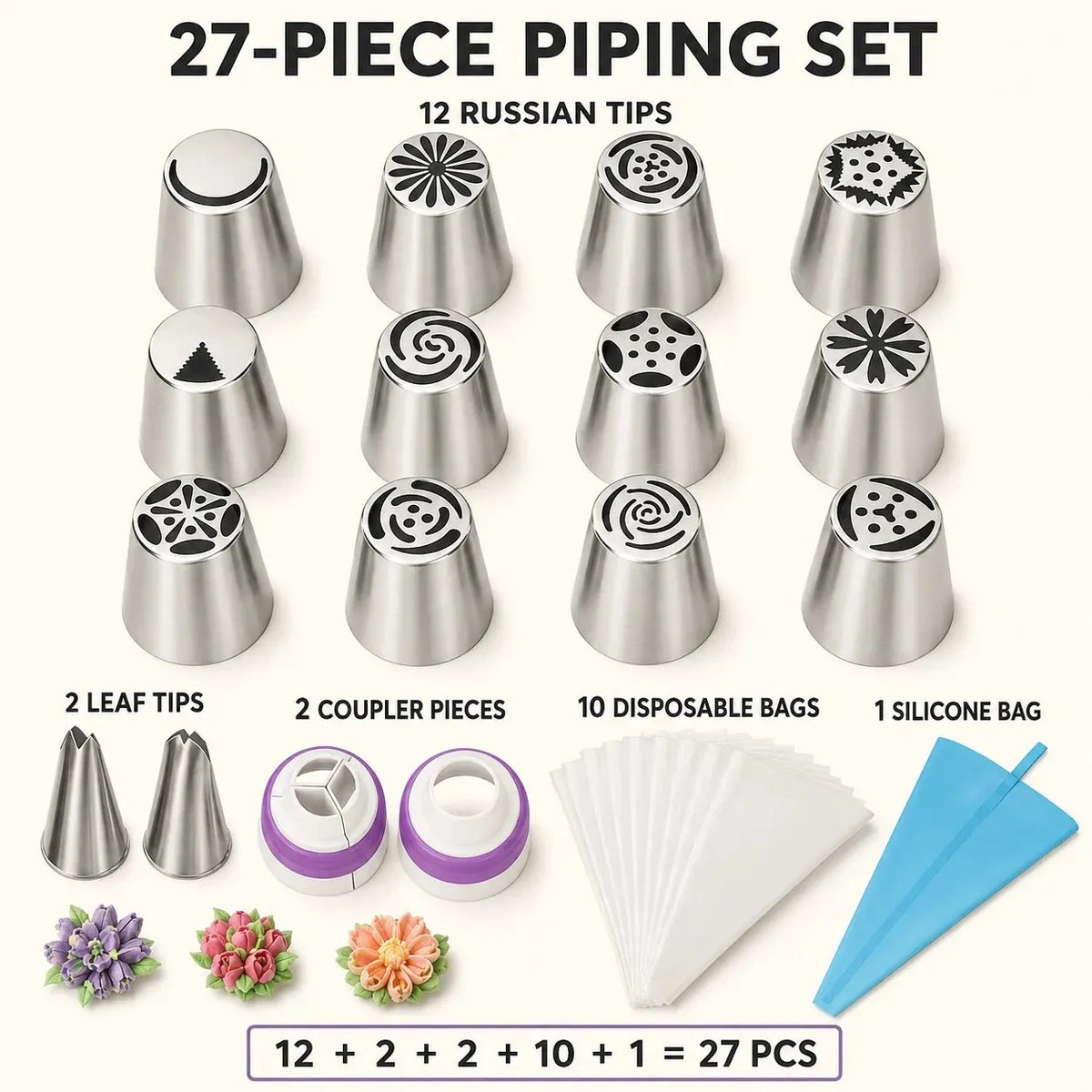 🎉🧁 27-Piece Piping Kit – Create in Bloom