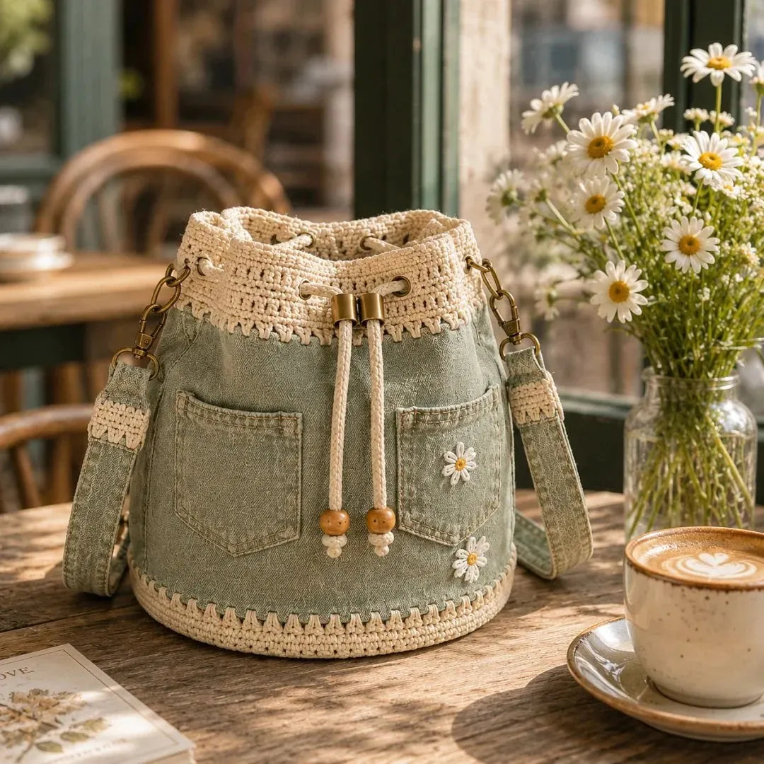 🎉Free Shipping🔥Bestselling 2026! 49% Off!✨👜Handmade Crochet Denim Bucket Bagw