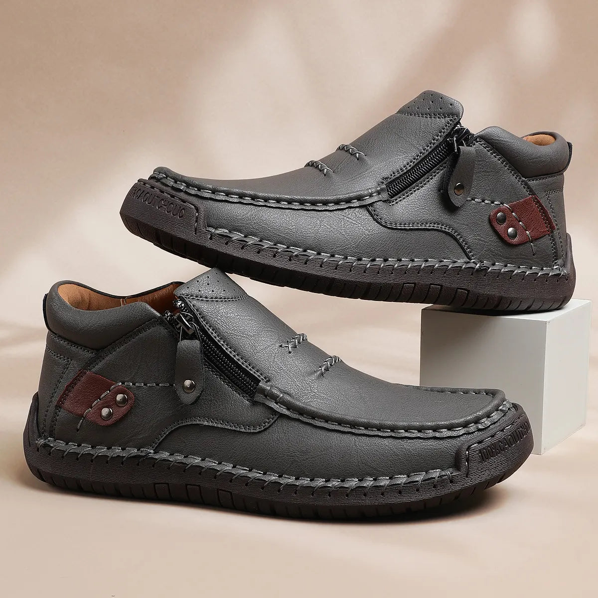 Men’s Handmade Premium Leather Slip-On Driving Boots