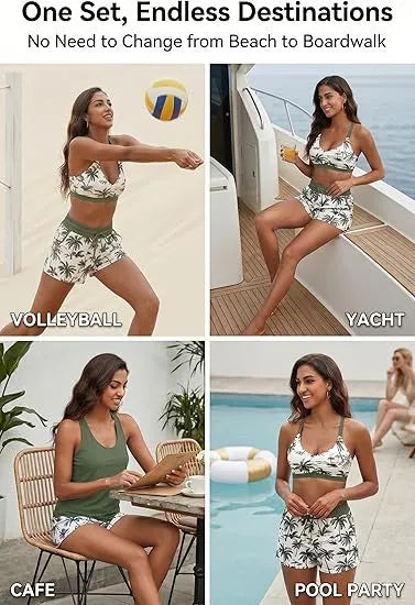 ⏰LAST DAY 57% OFF - 3 Piece Tankini with Shorts🔥Buy 2 Free Shipping