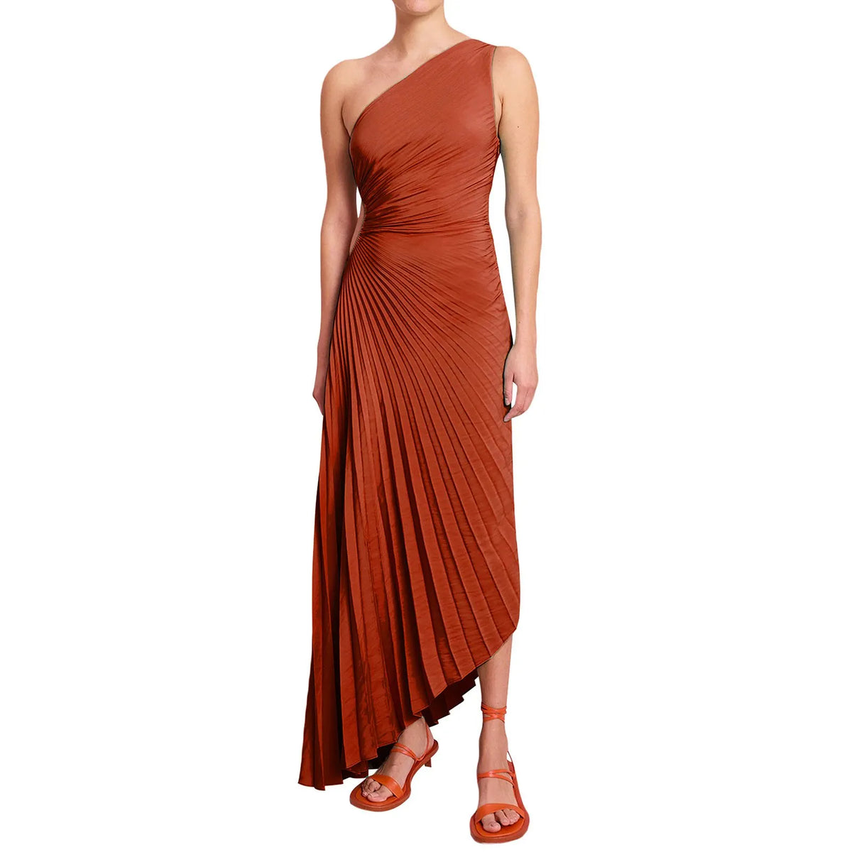 Cut-out Satin Pleated Maxi Dress