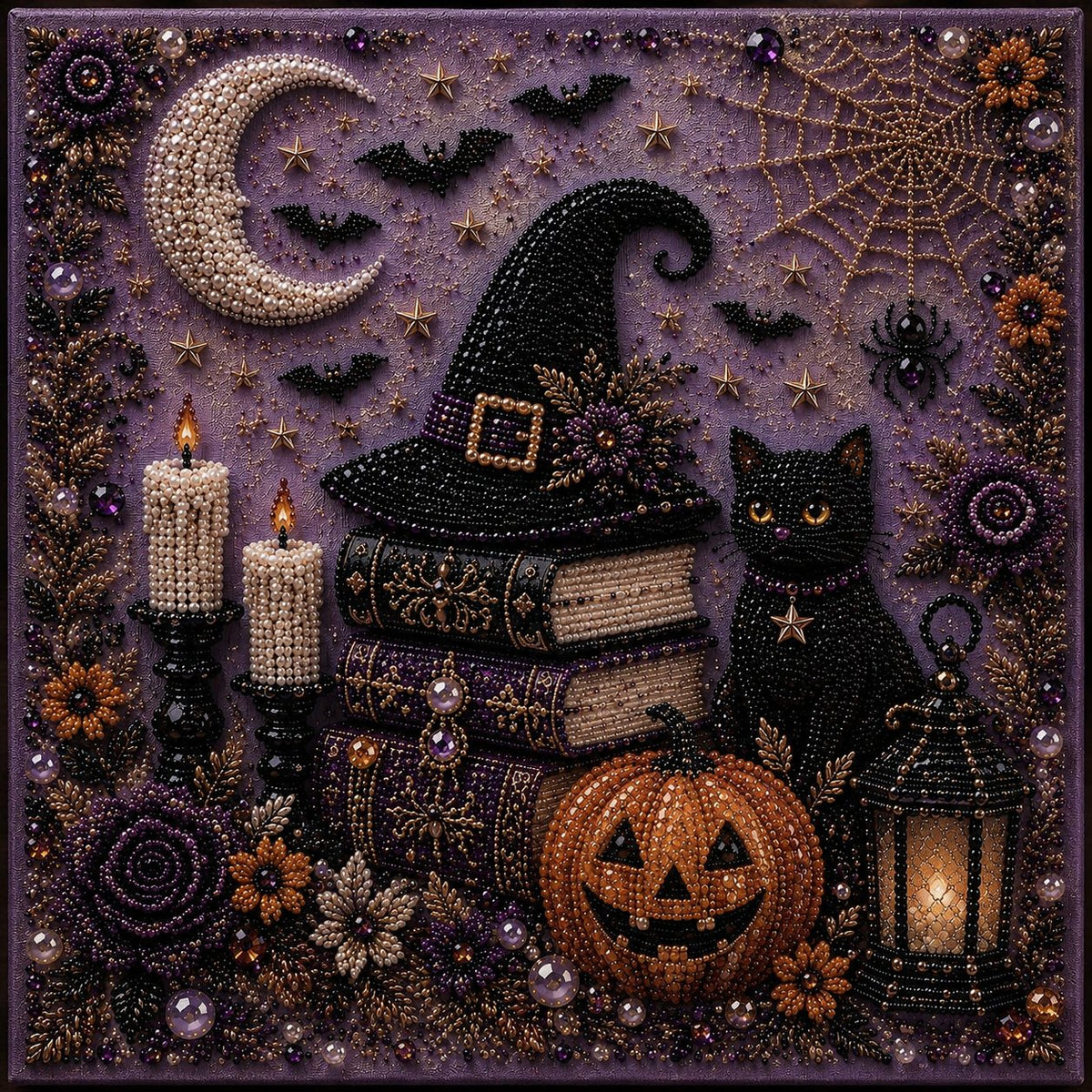 🔥Last Day 49% OFF - 👻 Cute Ghosts Pumpkins 3D Pearl Mosaic Art Kit Halloween Decor (No Mess, Beginner), Age 8+(📦Buy 2 Free Shipping)