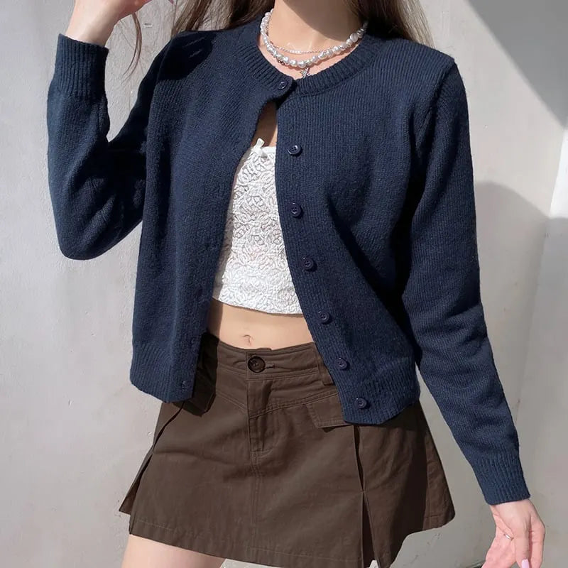Women's Plain Button Front Cardigan