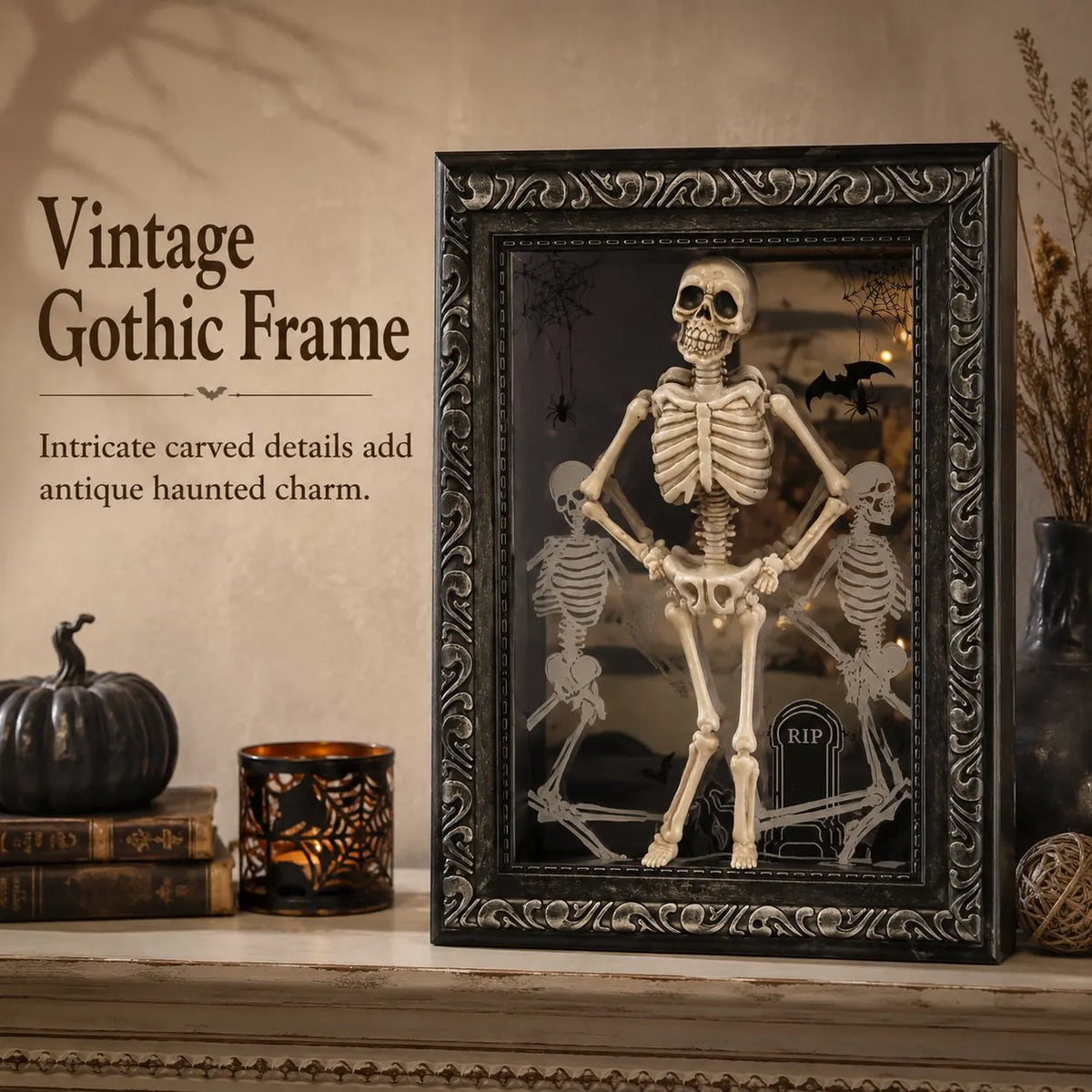 🎉💀Dancing Skeleton Infinity Mirror Frame | Stunning Depth LED Decor, Perfect Halloween Gift For Gothic Style Fans