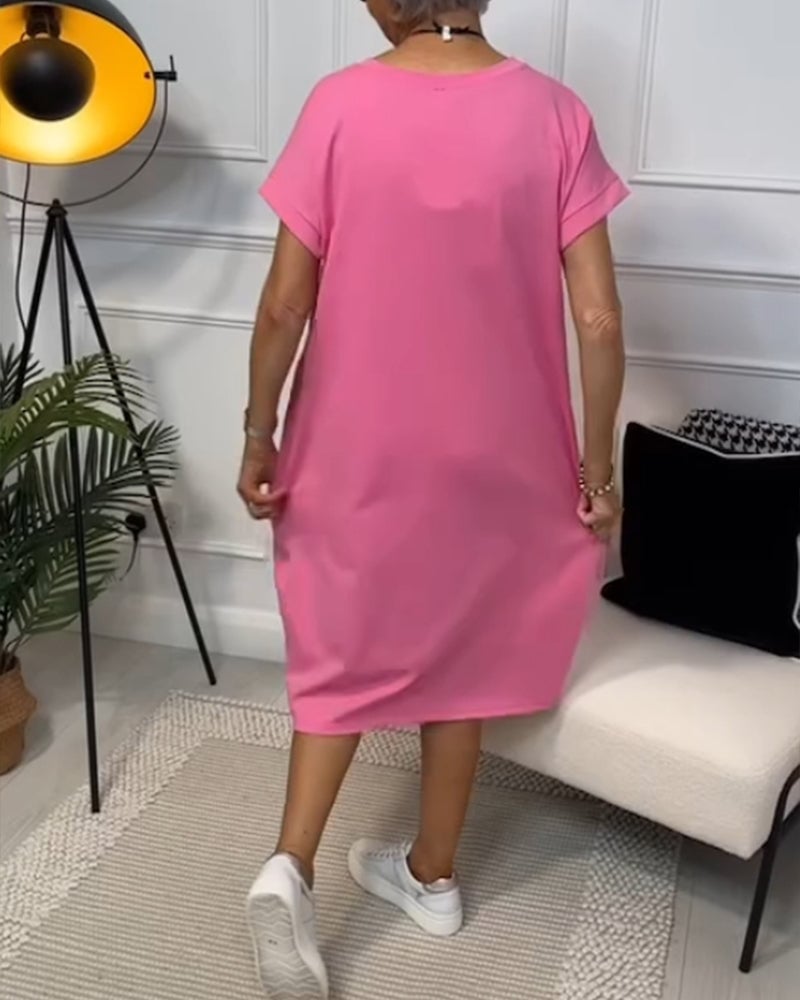 Yvenna - Simple Short-Sleeved Casual Dress