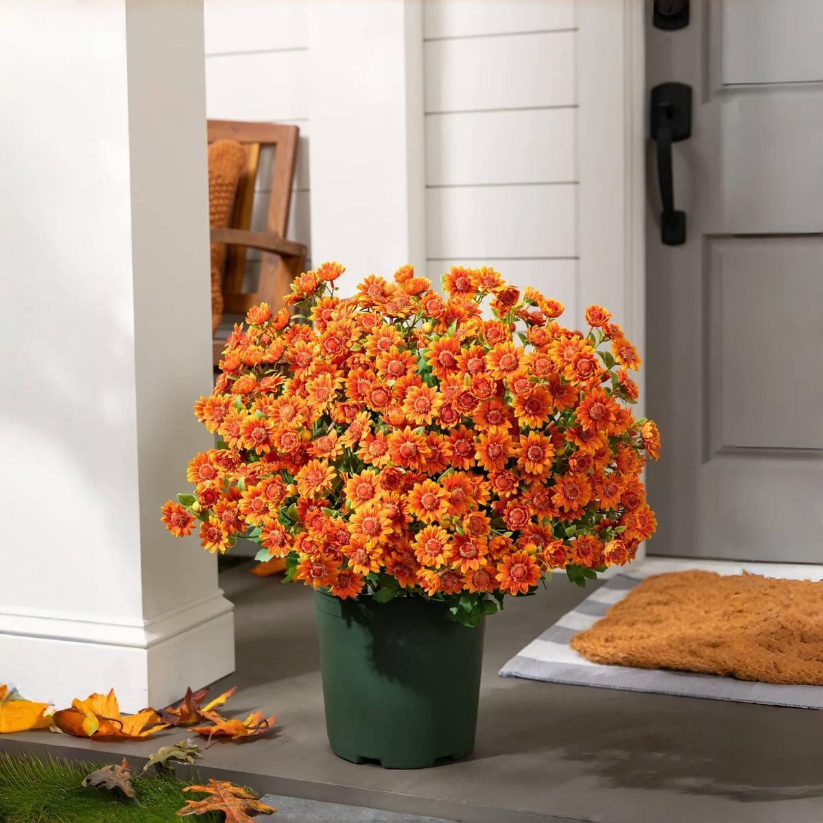 Artificial Outdoor Sunset Mums Flowers-UV resistant, Waterproof, Windproof