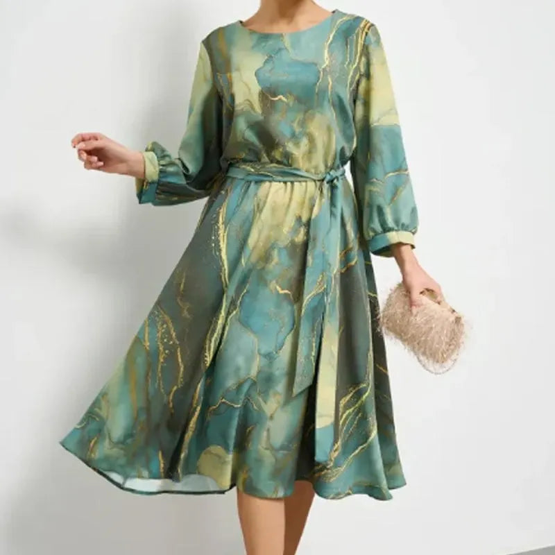 🌷Limited Time Offer 49% OFF🌷Women's Long Sleeve Fashion Printed Waist Dresses