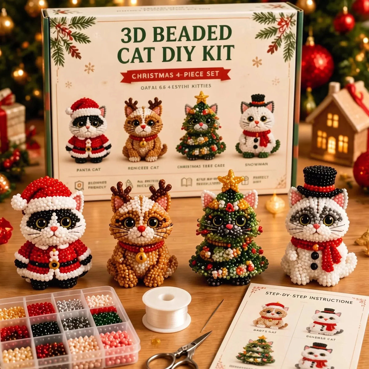 🔥 HOT SALE 🔥⏳ Last Day 49% OFF – 🎄 Beginner-Friendly DIY 3D Christmas Beaded Ornament Kit | Complete 4-Piece Set with Glass Beads, All Tools & Step-by-Step Guide Included 💕