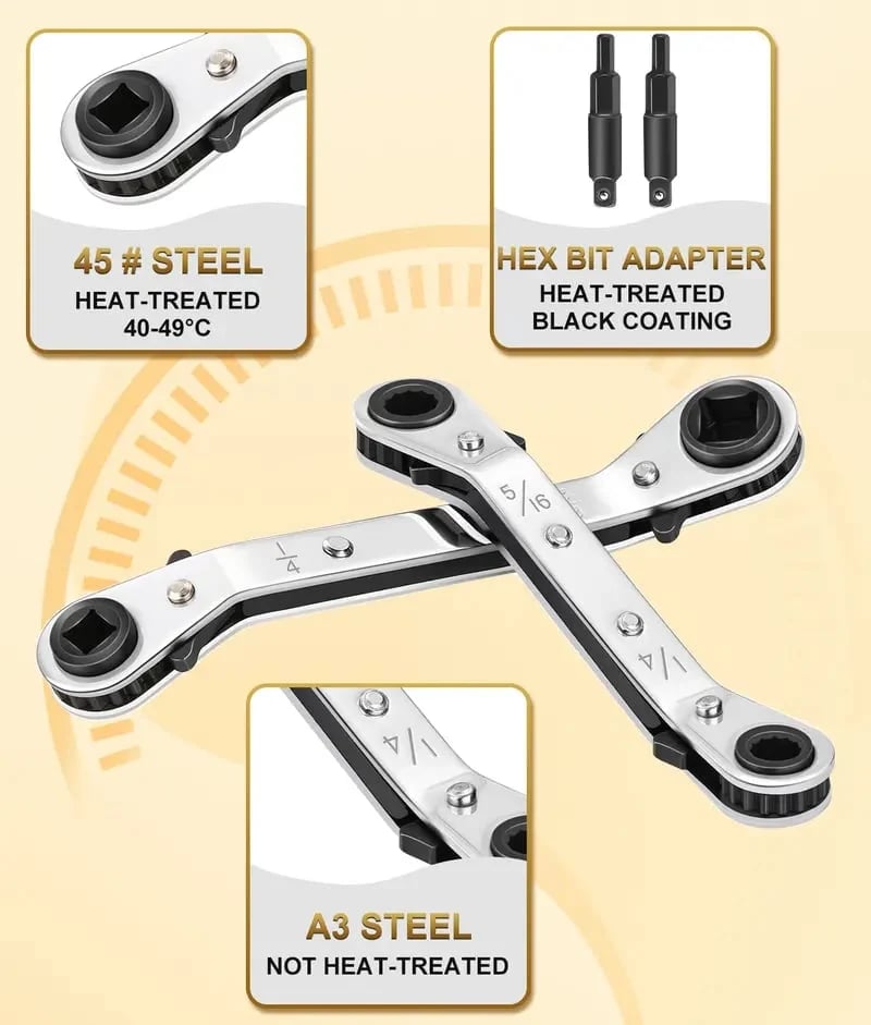 🎉Valve Core Remover Installer Tool Set, Refrigeration Ratchet Wrench Kit