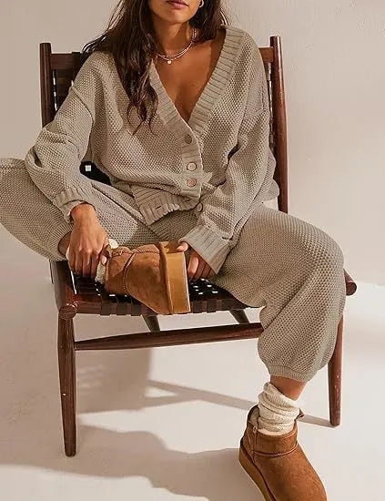 Soft Ribbed Knit Cardigan Set (FREE SHIPPING)